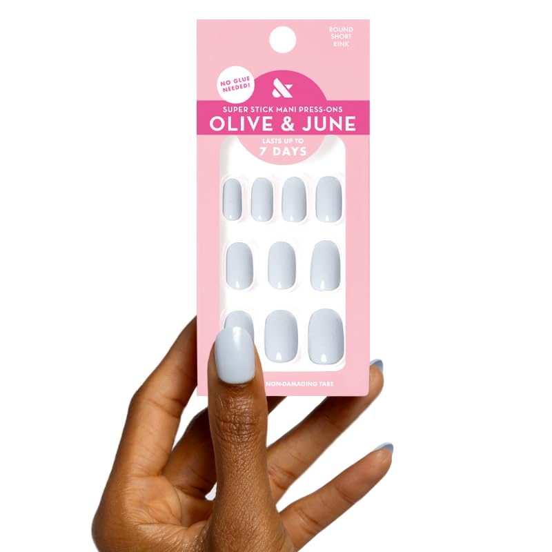 Olive & June Super Stick Mani: contenido del kit para uñas listas sin pegamento.