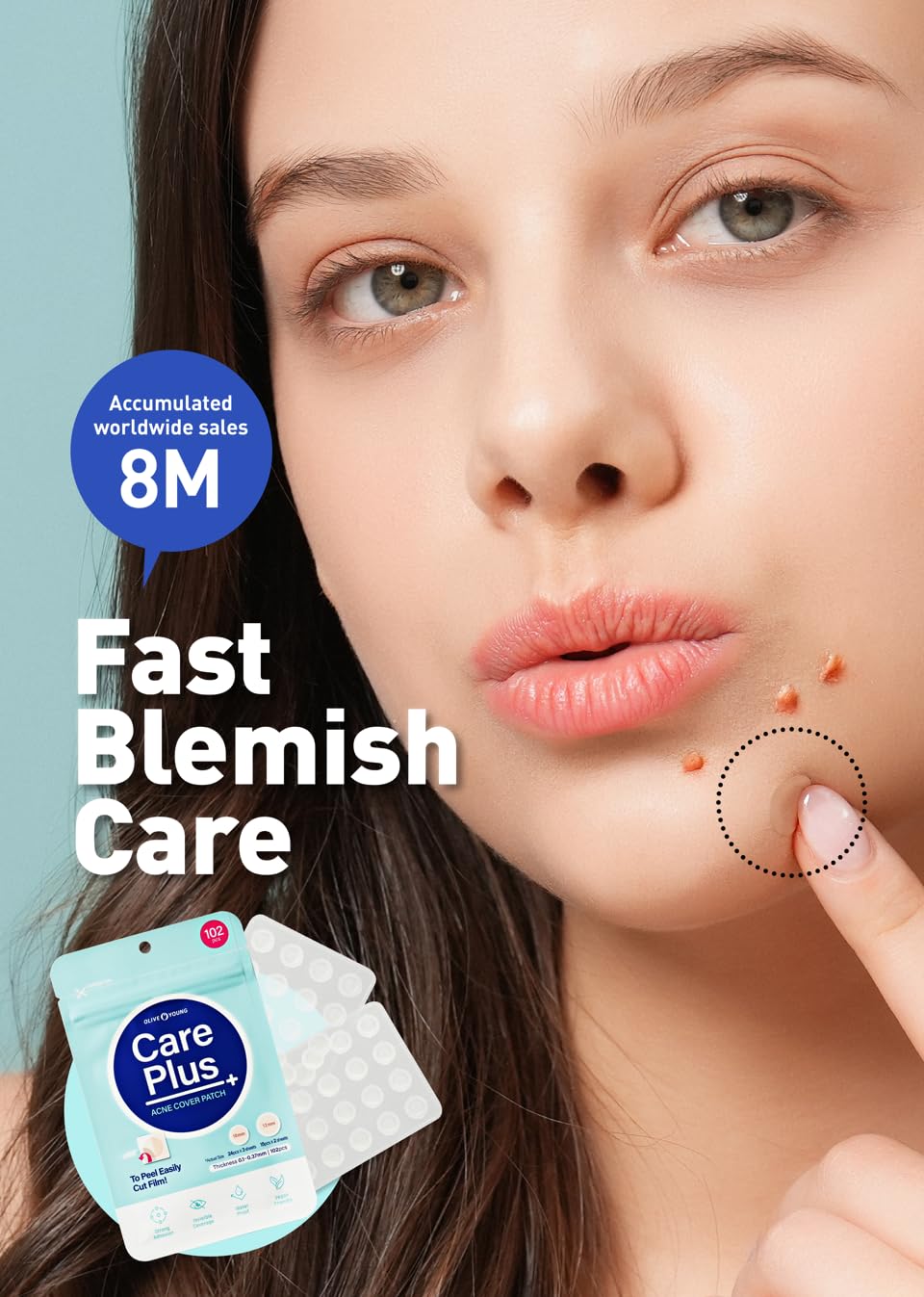OLIVE YOUNG Care Plus Spot Patch resultado discreto al cubrir la imperfección.