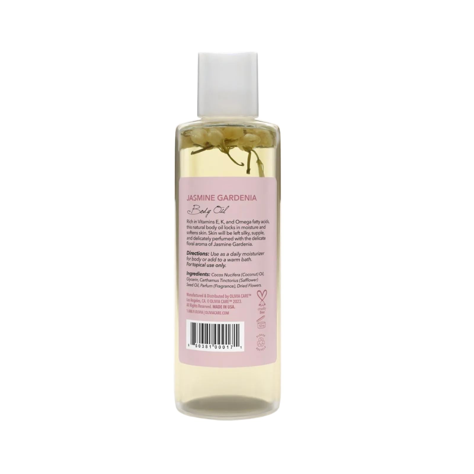 Olivia Care Jasmine Gardenia fórmula libre de crueldad y natural para piel.