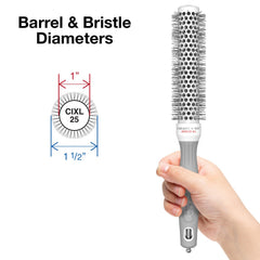 Closeup of ionic bristles on Olivia Garden brush emphasizing anti-static smoothing.