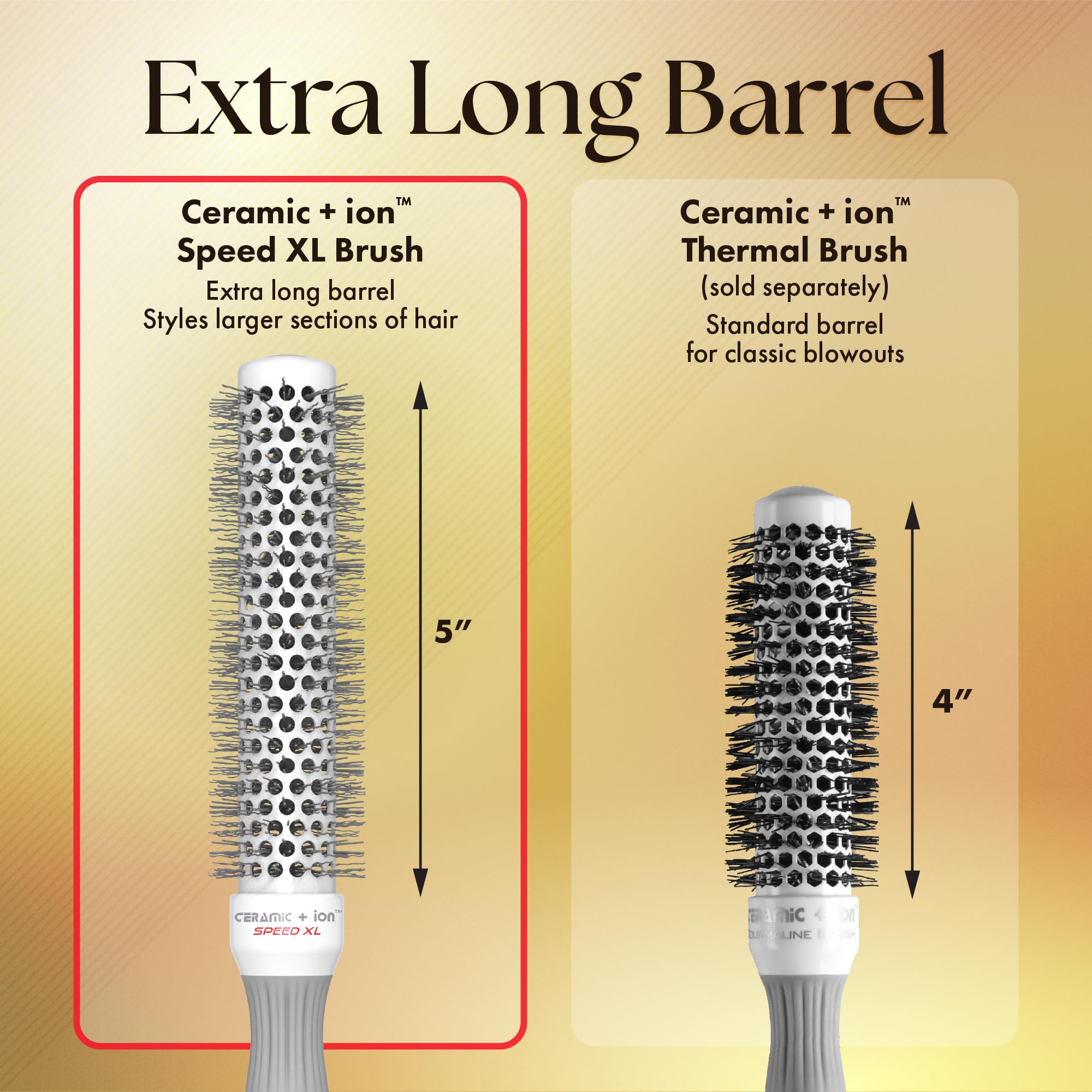 Ergonomic Olivia Garden Speed XL handle showcased for comfortable long styling sessions.