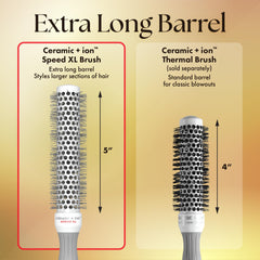 Ergonomic Olivia Garden Speed XL handle showcased for comfortable long styling sessions.
