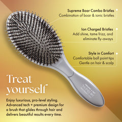 Olivia Garden cushion brush close-up shows gentle detangling and scalp comfort