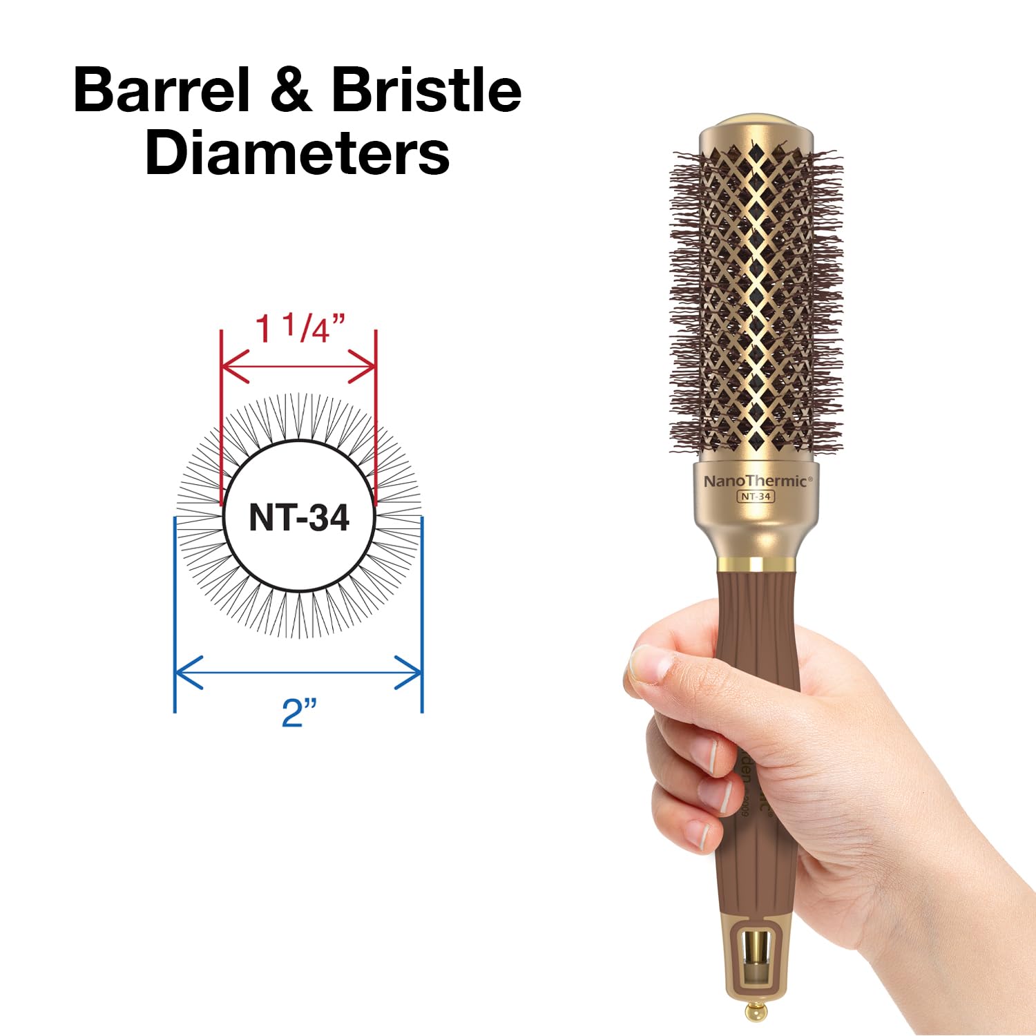 Olivia Garden ergonomic-handle round brush ideal for comfortable blowouts.