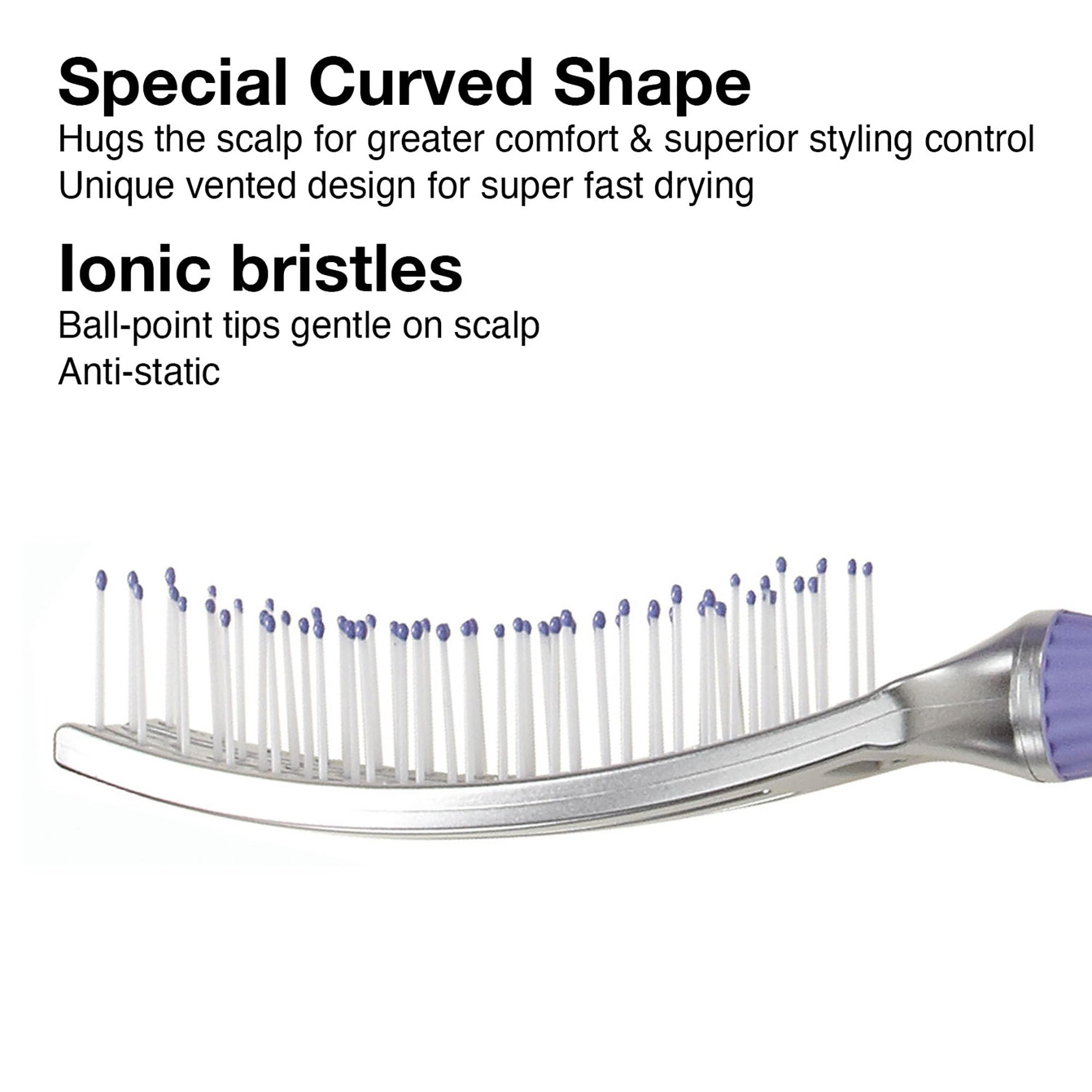 Olivia Garden Finger Brush with ionic bristles for frizz reduction and smooth, shiny styling.