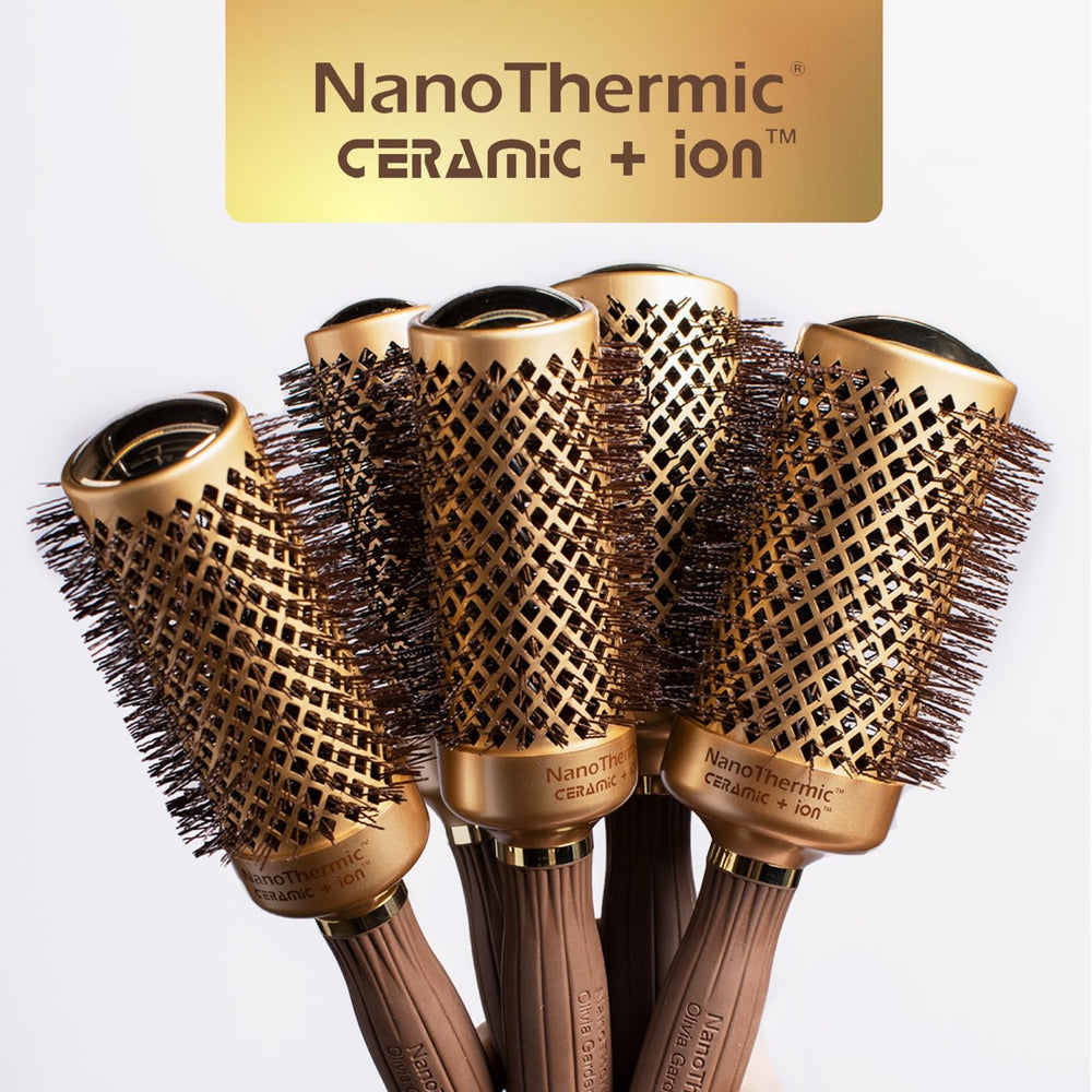 Olivia Garden heat-retention-brush maintains consistent temperature during styling.