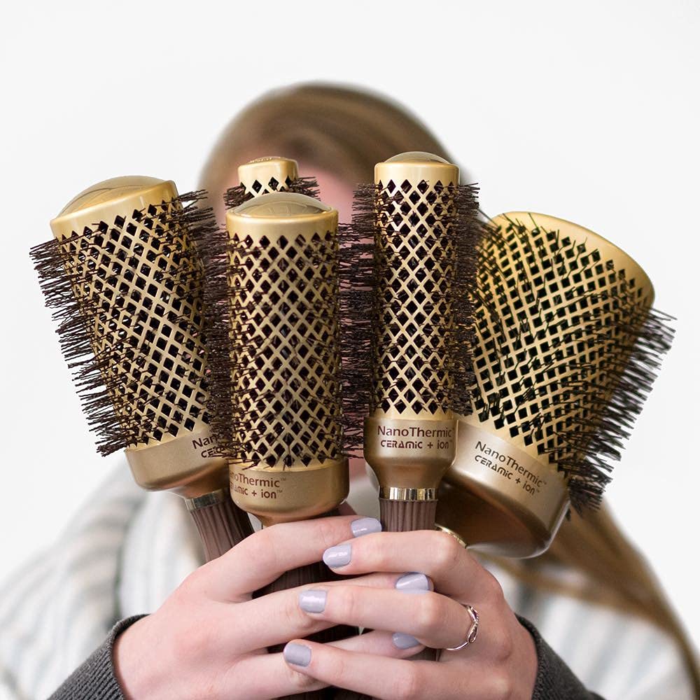 Olivia Garden NanoThermic round brush helps shape waves and curls.