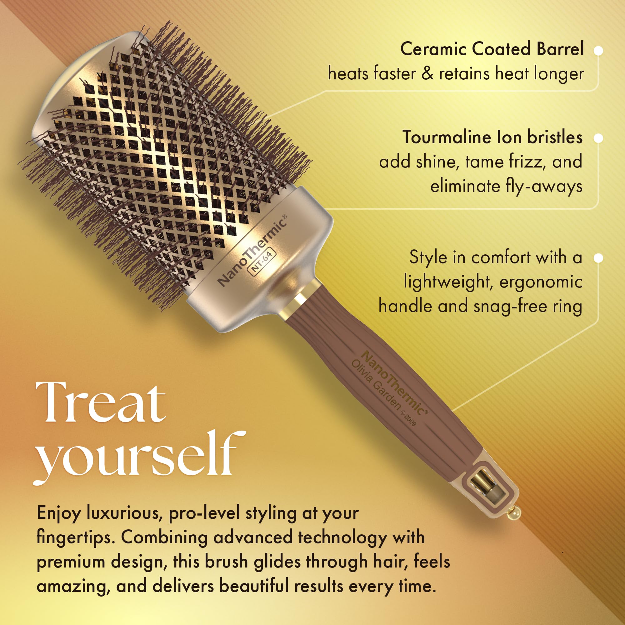 Olivia Garden tourmaline ion tech hydrates and smooths frizz during styling.