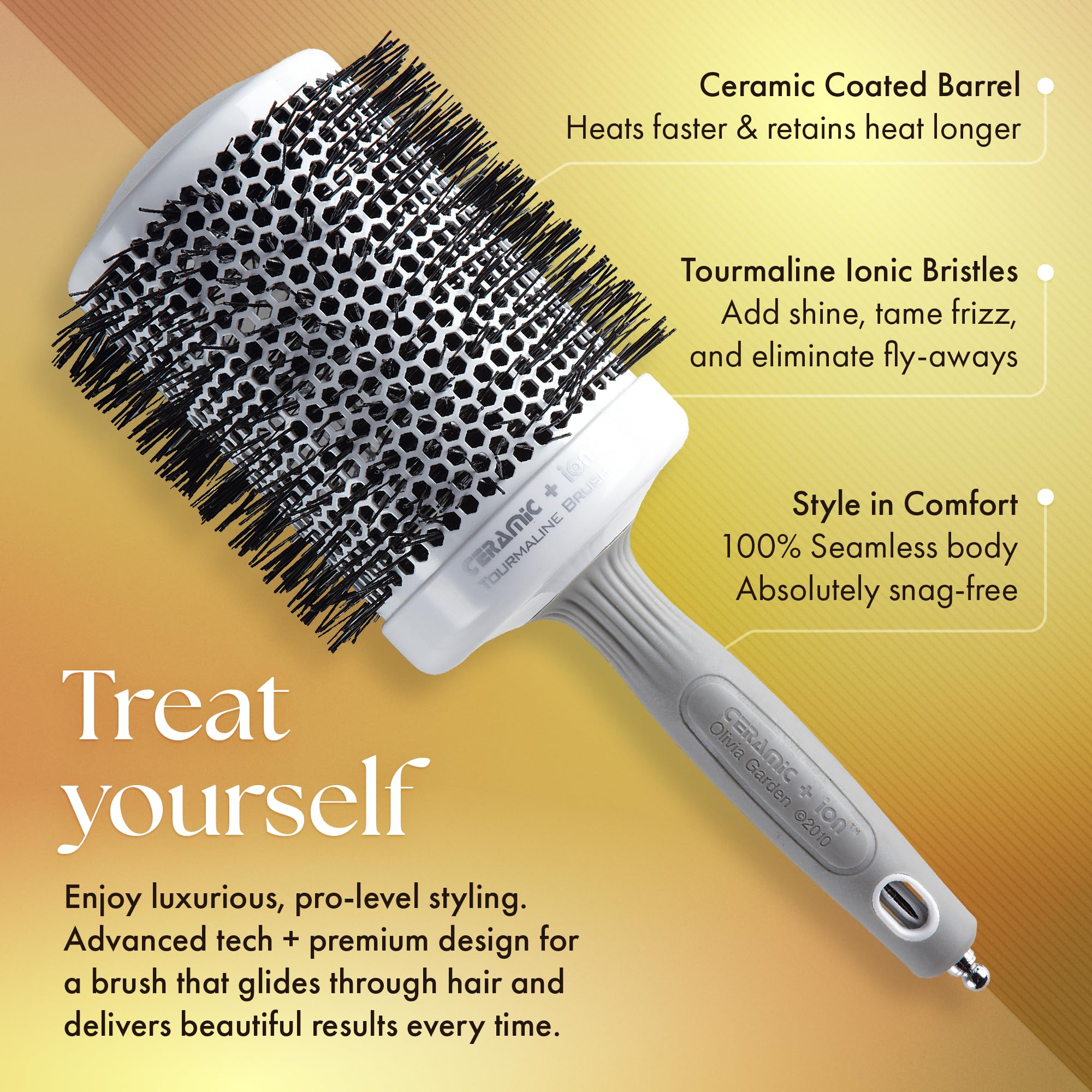 Olivia Garden CI-80 ion-charged design enhances shine and frizz control.