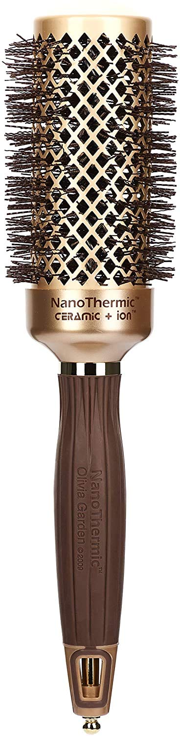 Olivia Garden NanoThermic round brush head for faster drying and shine.