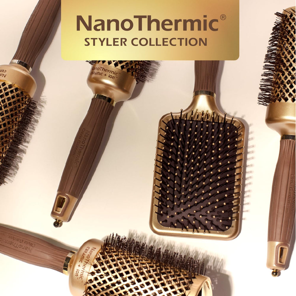 Olivia Garden NanoThermic Paddle Brush ergonomic handle supports comfortable daily use