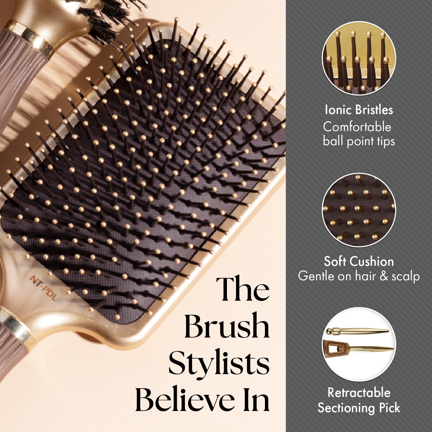 Olivia Garden NanoThermic Paddle Brush retractable sectioning pick aids precise parting