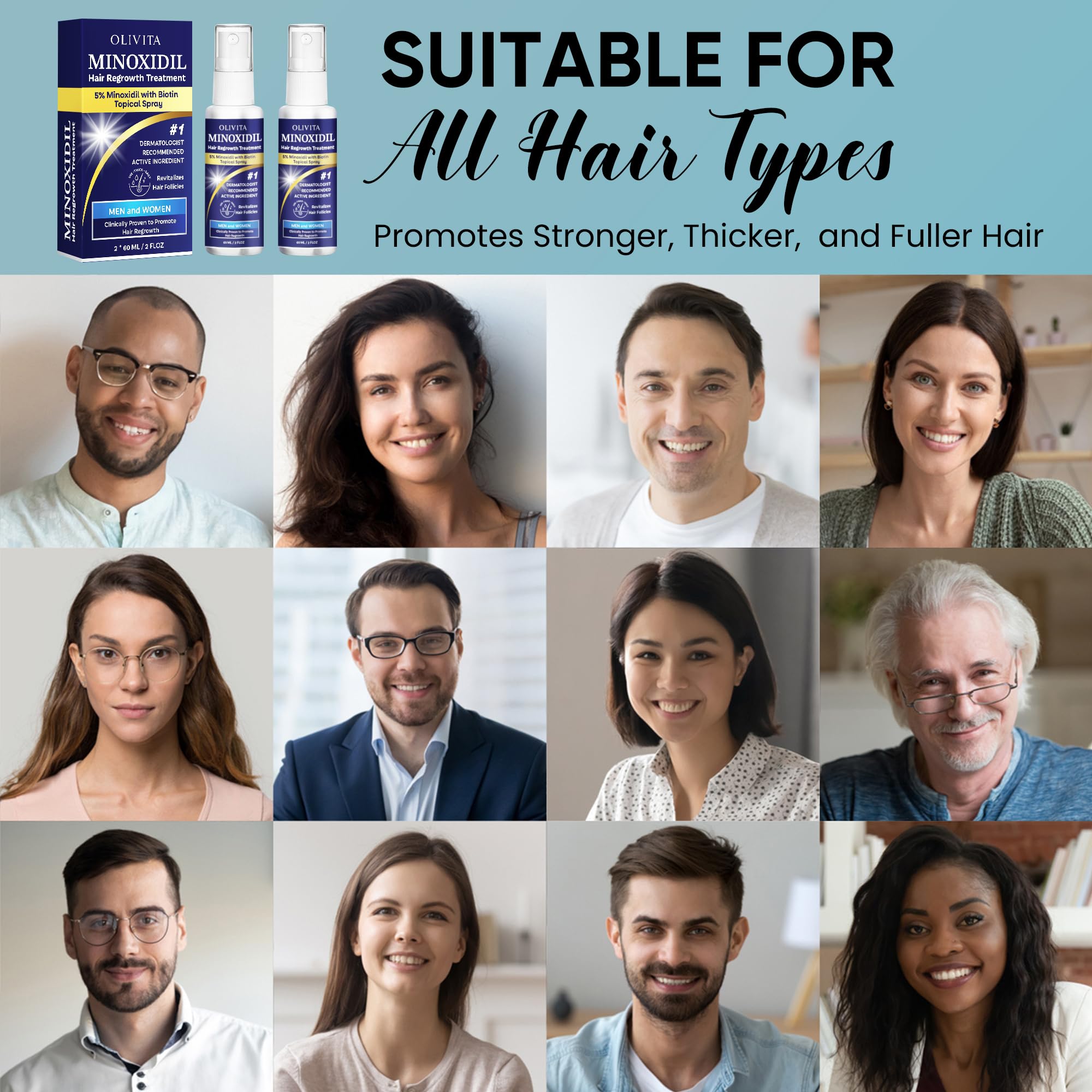 OLIVITA Minoxidil, resultados visibles en 12 semanas.