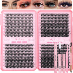 OLLAVO Lash Clusters Kit packaging image displaying full set and tools for DIY extensions