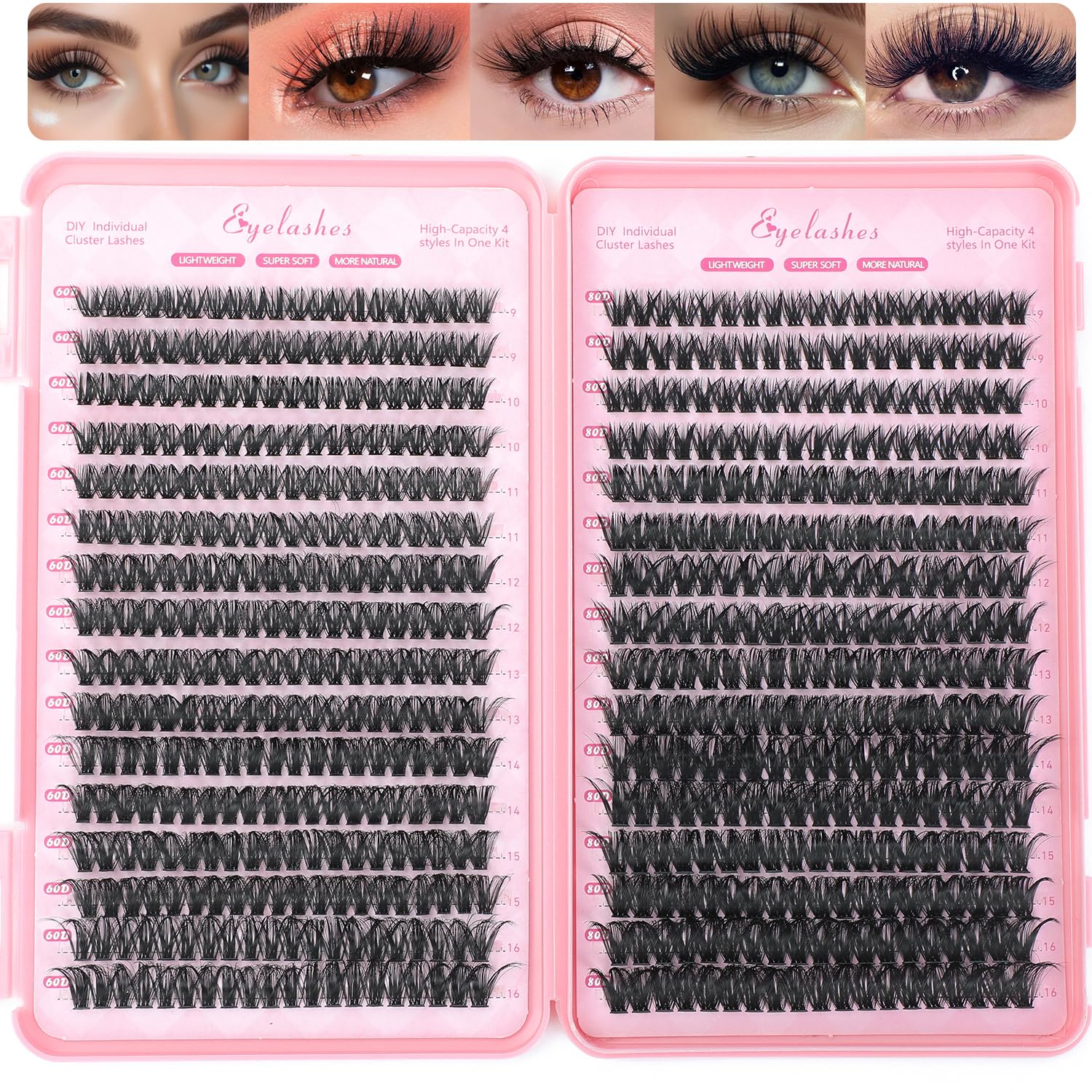 OLLAVO Manga Lash Clusters 640pcs 9–16mm 60D/80D for a customizable natural look
