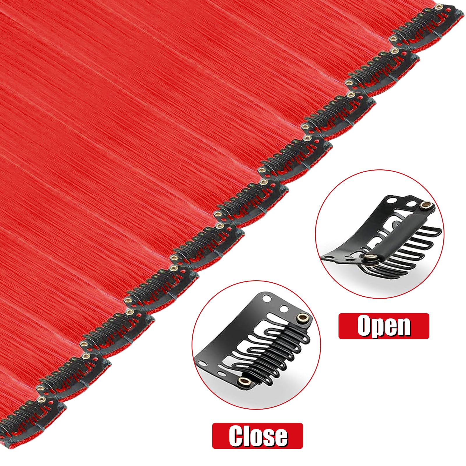 Olldag 22-inch red hair extensions clip-in ideal for cosplay looks.