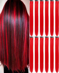 Olldag clip-in red hair extensions 12pcs for quick vivid color accents.