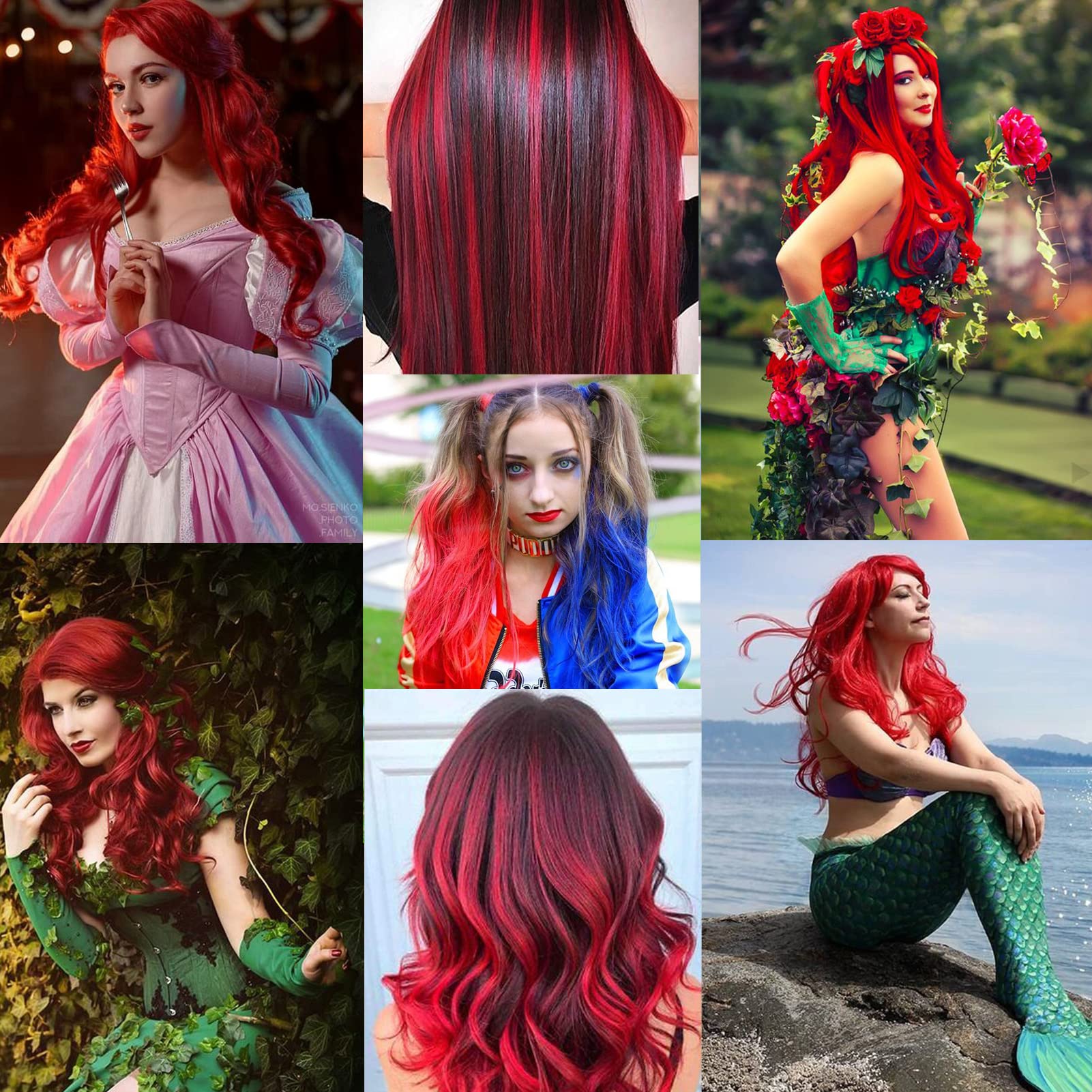 Olldag cosplay red hair extensions suitable for character outfits.