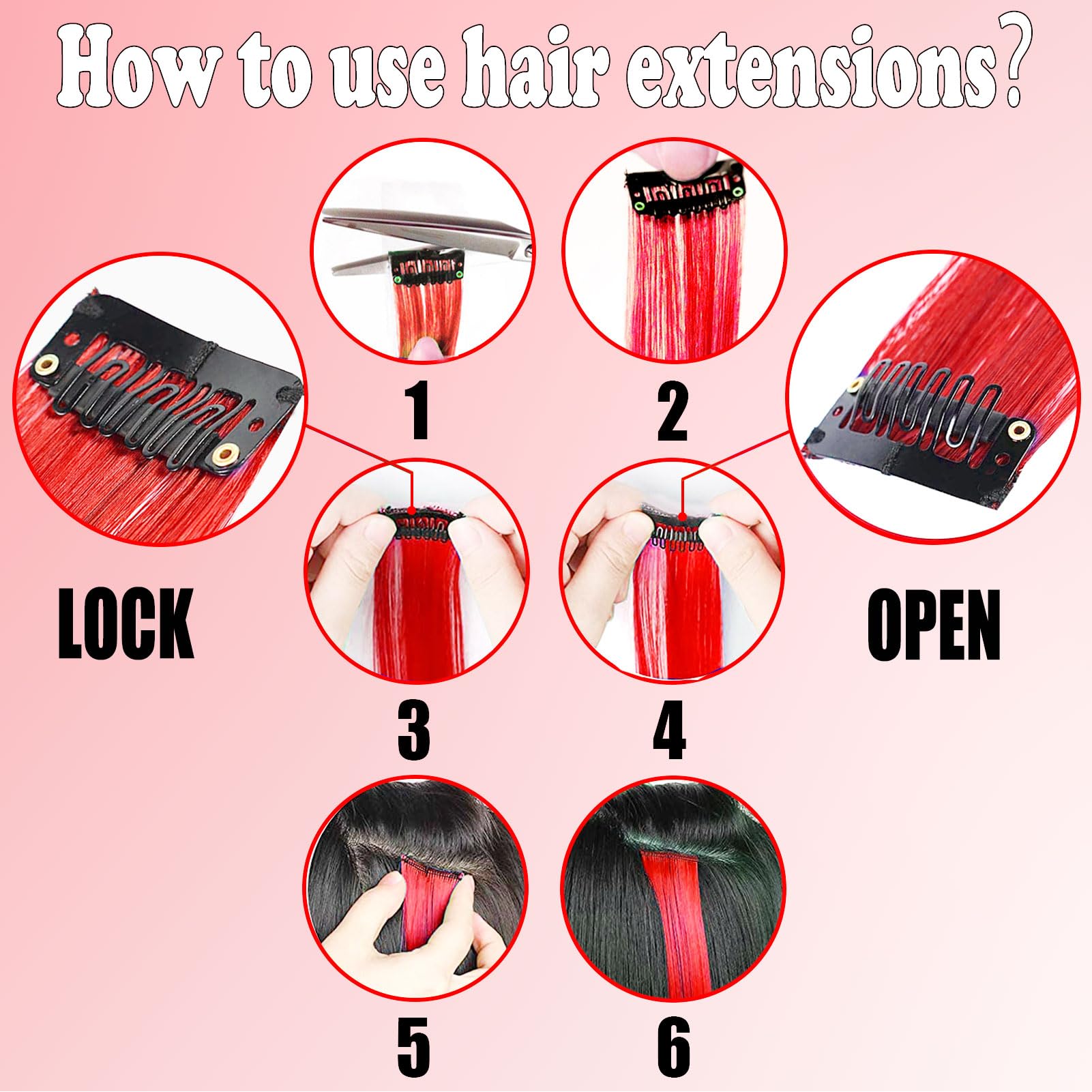 Olldag packaging of red hair extensions 12pcs neatly organized