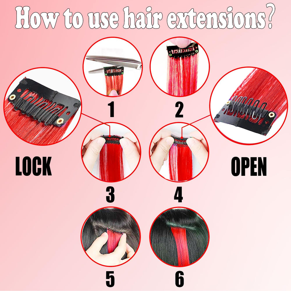 Olldag packaging of red hair extensions 12pcs neatly organized