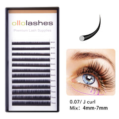 OLLOLASHES Bottom lash extension J curl 0.07mm, easy pickup and clean roots