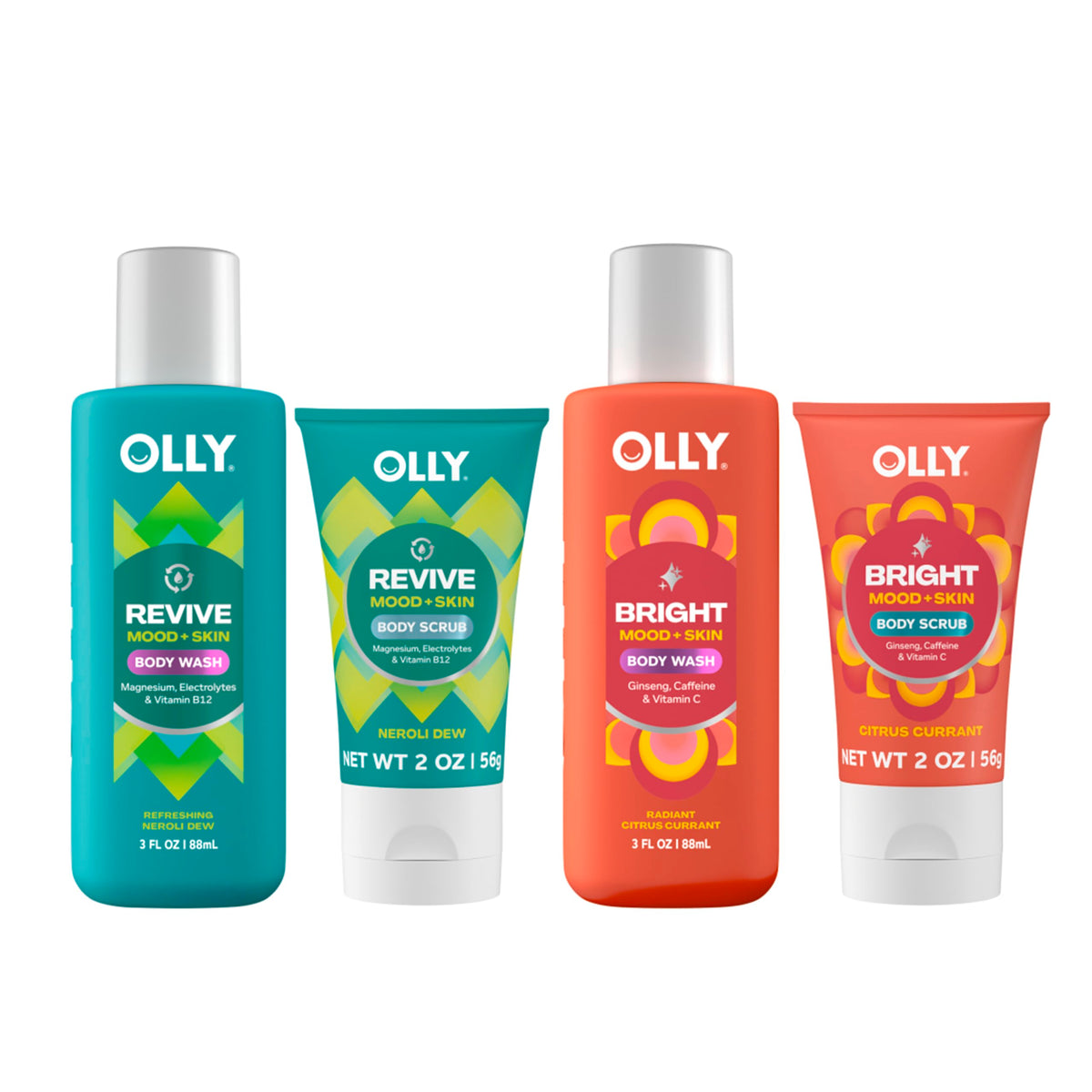 OLLY Body Wash: botella vertido para limpieza suave y ánimo elevador