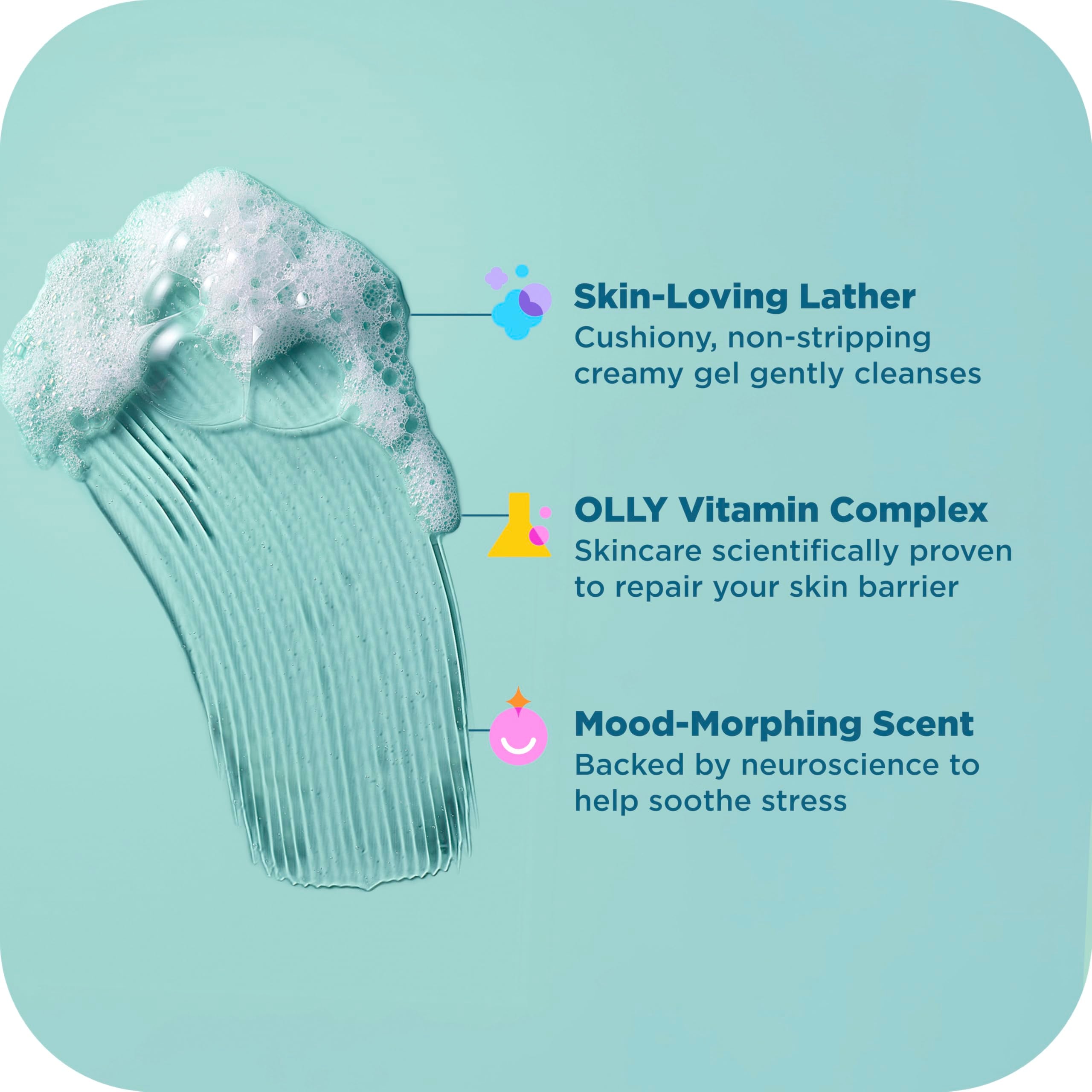 OLLY Body Wash pack mixto de 4 unidades para uso familiar.