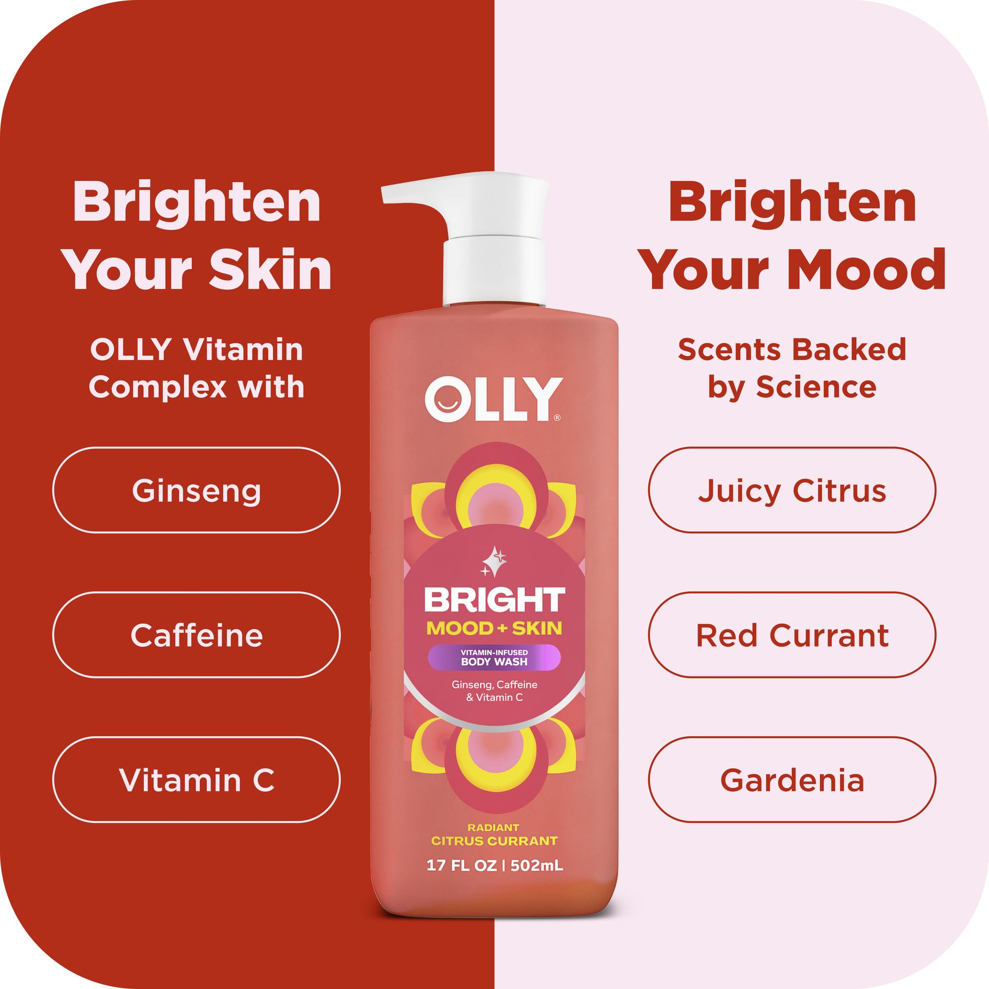 OLLY Bright Mood scent splash highlighting citrus notes designed to uplift.