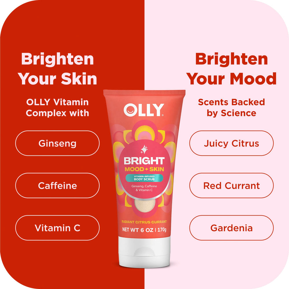 OLLY Bright Scrub aroma citrico que mejora la experiencia sensorial