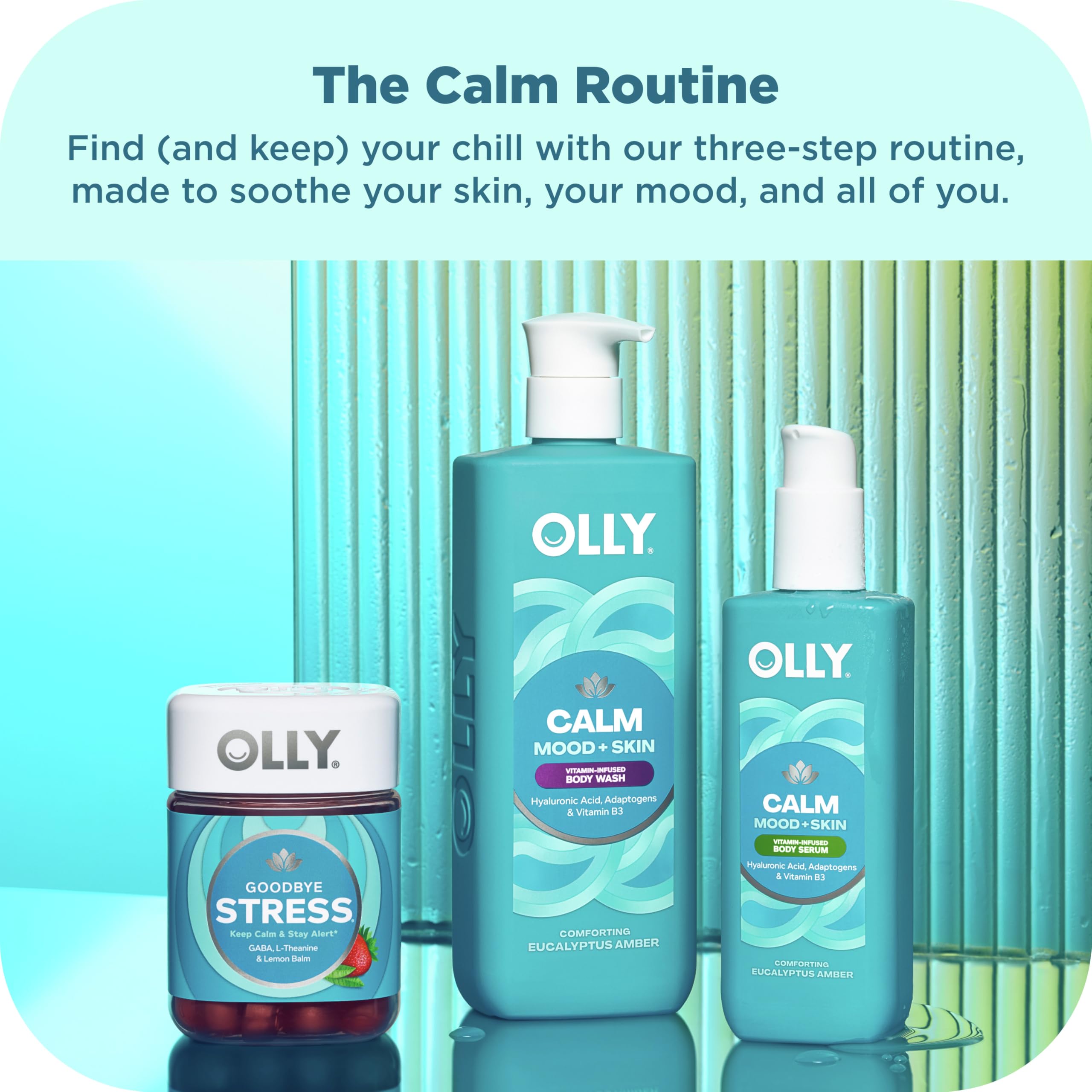 OLLY Calm Mood + Skin Serum, frasco de 8 oz para hidratación rápida.