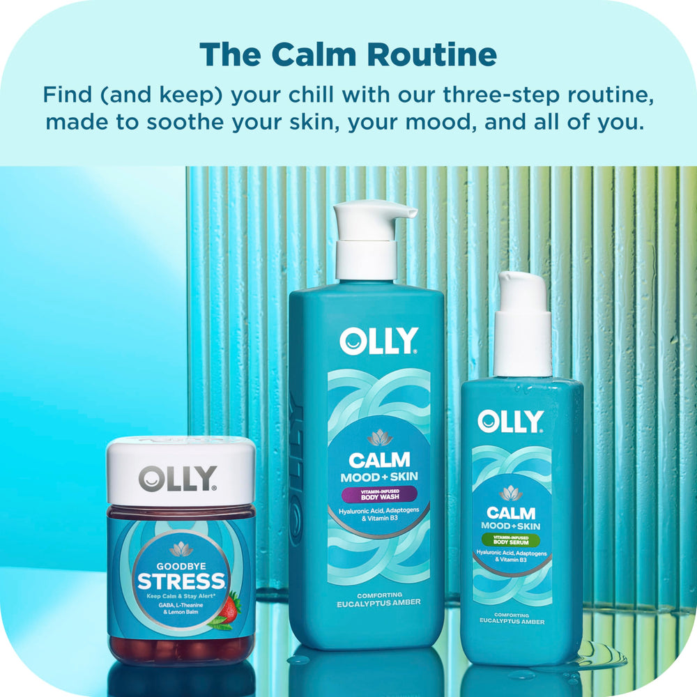 OLLY Calm Mood + Skin Serum, frasco de 8 oz para hidratación rápida.