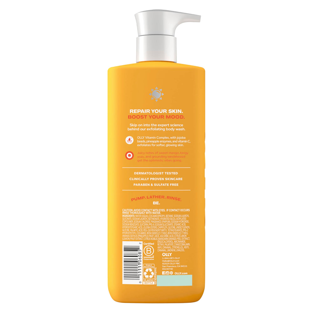 OLLY Exfoliating Body Wash Happy Mood acercamiento-gel: exfoliación suave y textura más lisa