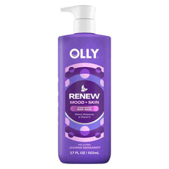 OLLY Renew Body Wash bottle with jasmine bergamot scent for a calming nightly routine