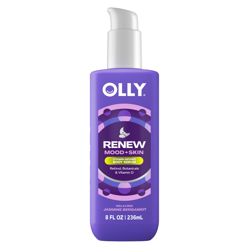 OLLY Renew Mood + Skin, botella del serum corporal, ayuda a reparar la barrera cutánea.
