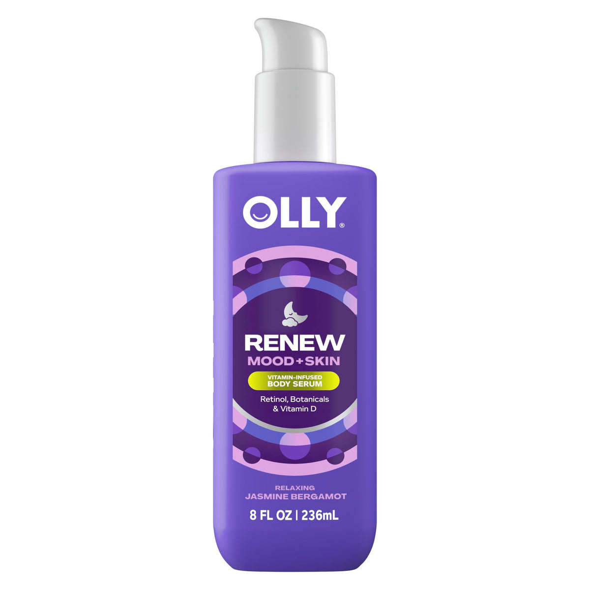 OLLY Renew Mood + Skin, botella del serum corporal, ayuda a reparar la barrera cutánea.