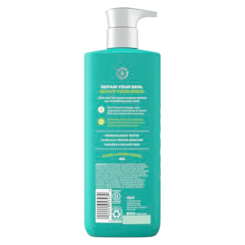 OLLY Revive label closeup highlights magnesium and vitamins supporting skin vitality.