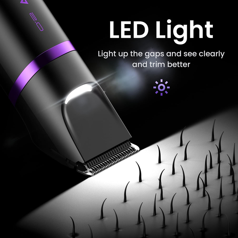 OLOV 2.0 body trimmer hair detail showing even trimming and control.