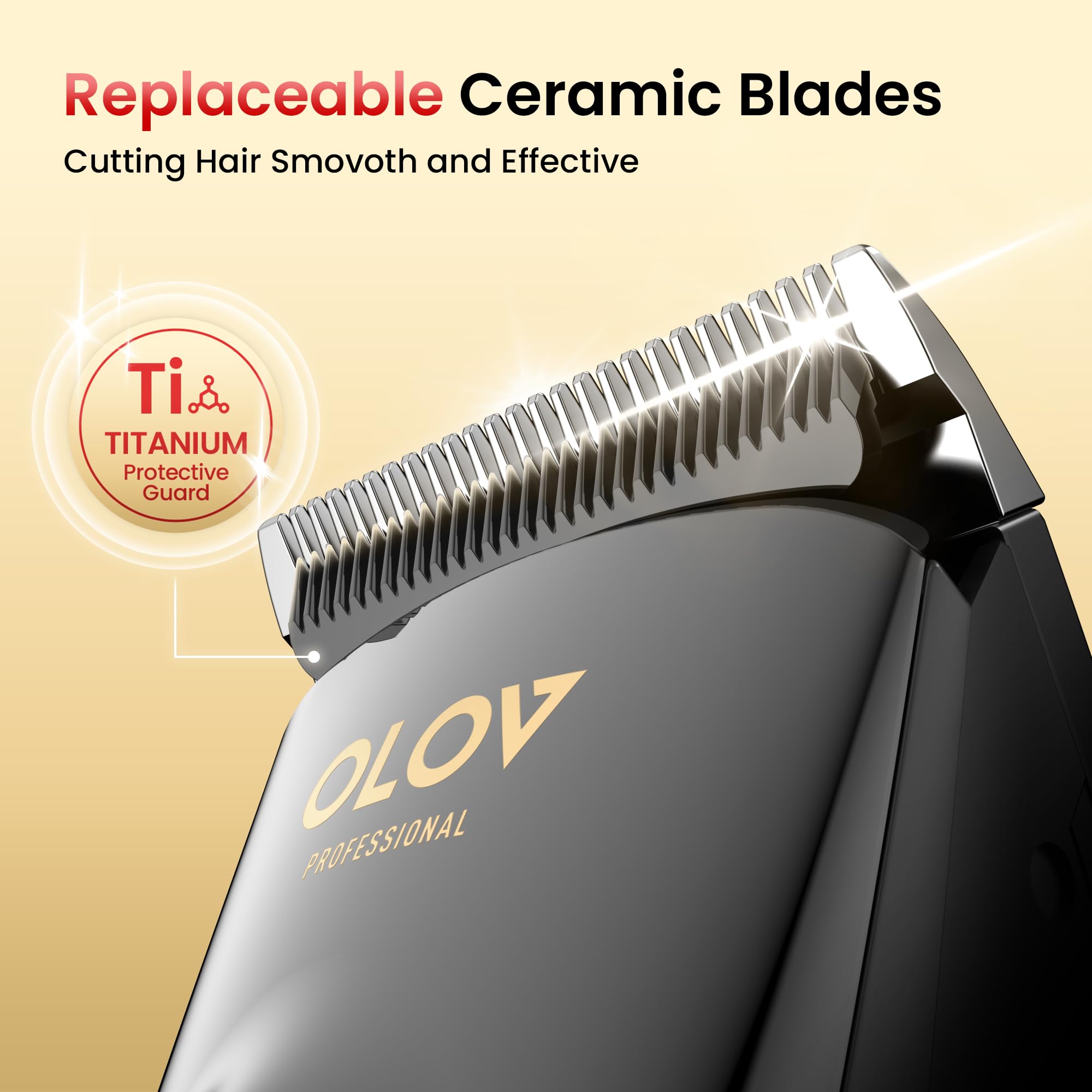 OLOV PROFESSIONAL adjustable length settings for customizable fades and trims.