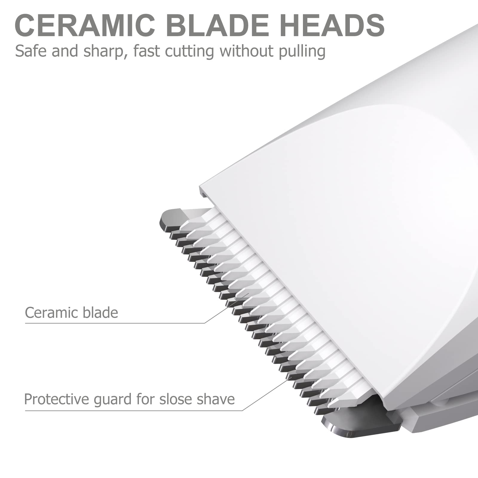 OLOV replaceable ceramic blade heads for gentle, consistent cuts.