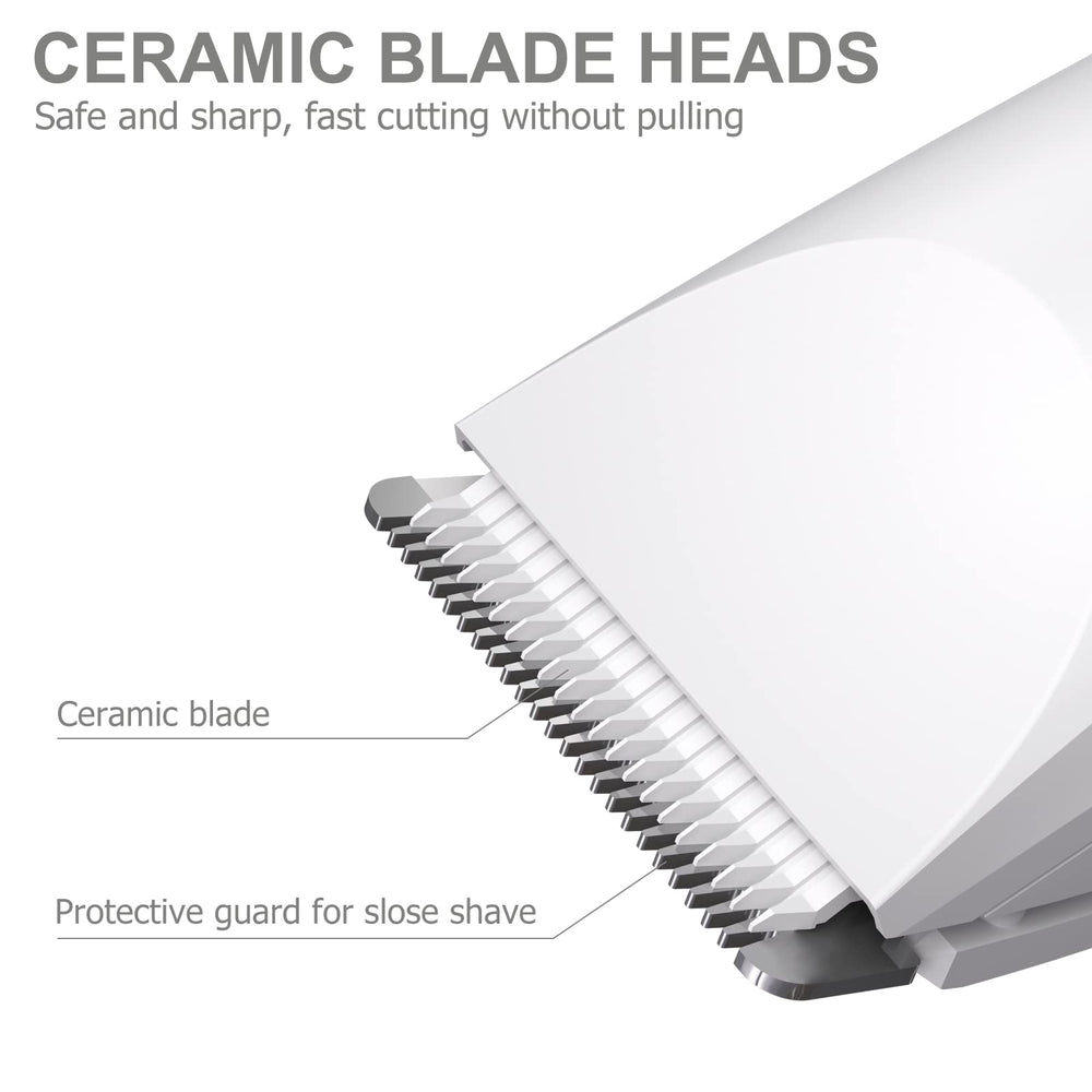 OLOV replaceable ceramic blade heads for gentle, consistent cuts.