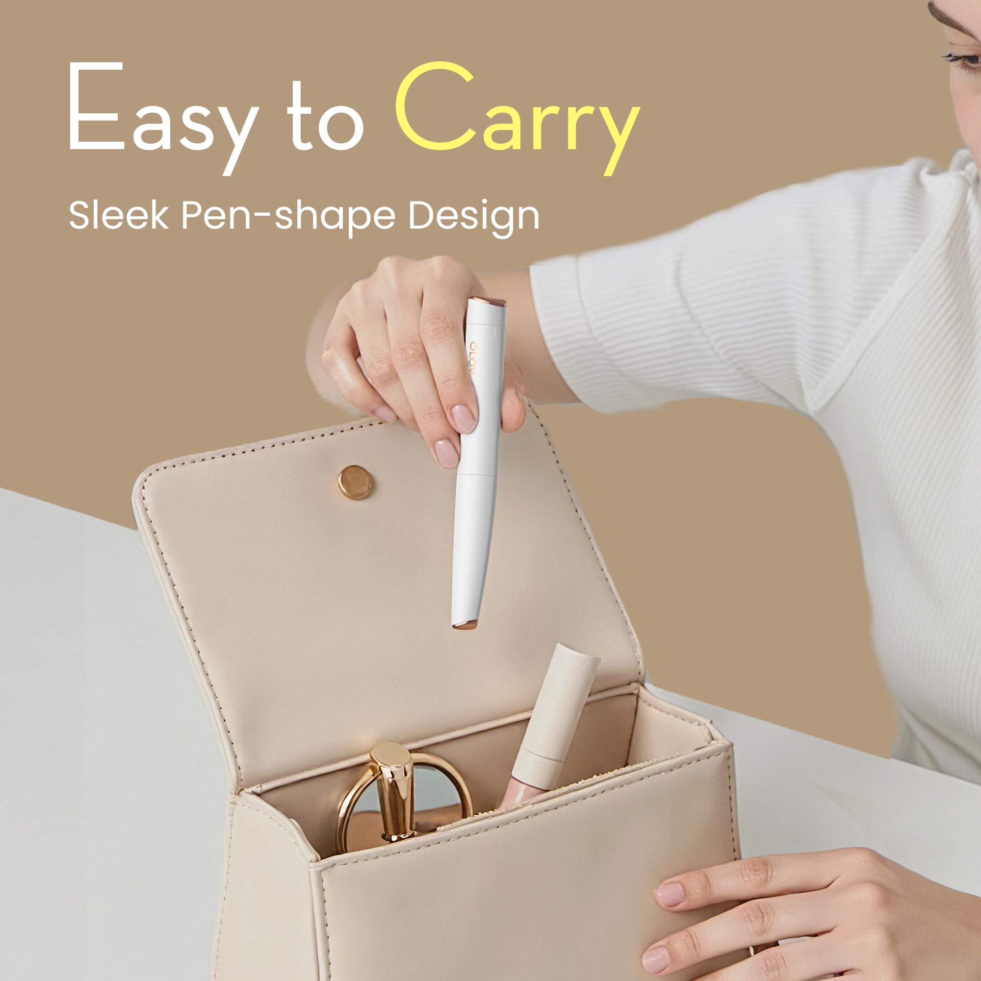 OLOV slim portable hair remover fits in your cosmetic bag