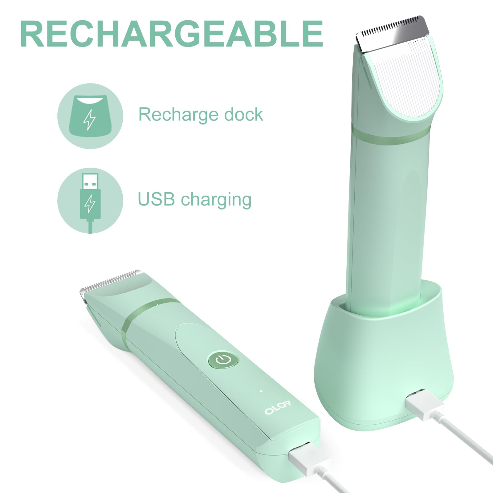 OLOV waterproof body trimmer ideal for shower grooming and easy cleanup