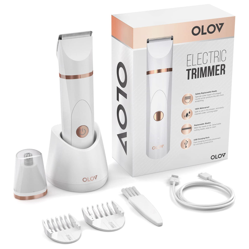 OLOV waterproof shaver in shower for quick, mess-free trimming.