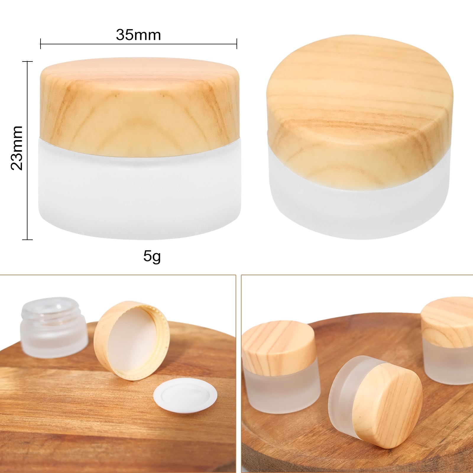 Olutacot leakproof dome lids on glass jars prevent spills during transport.