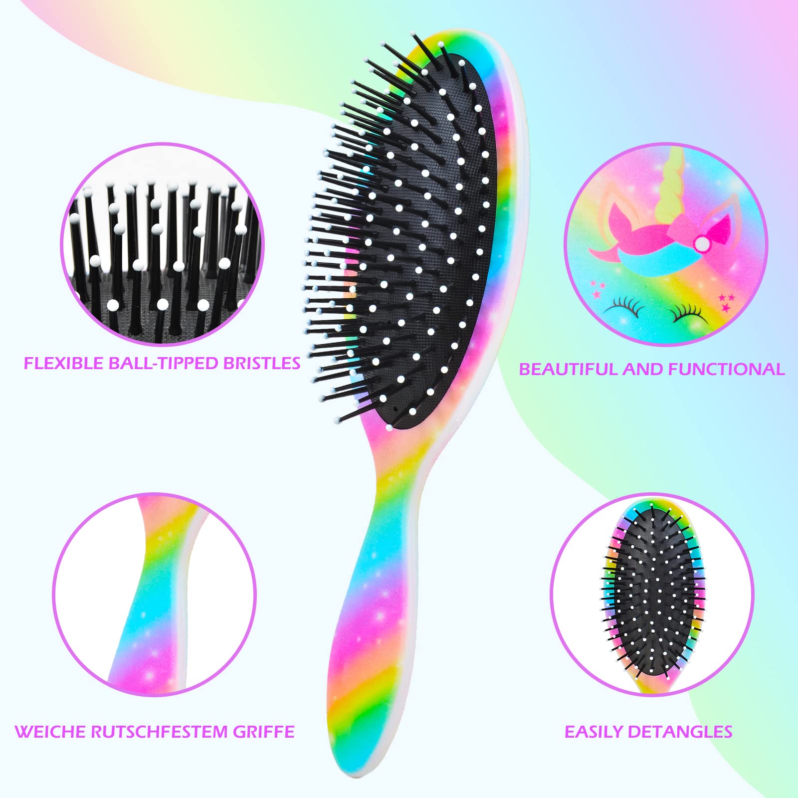 OlyPegic kids brush rubber cushion for gentle scalp massage and detangling.
