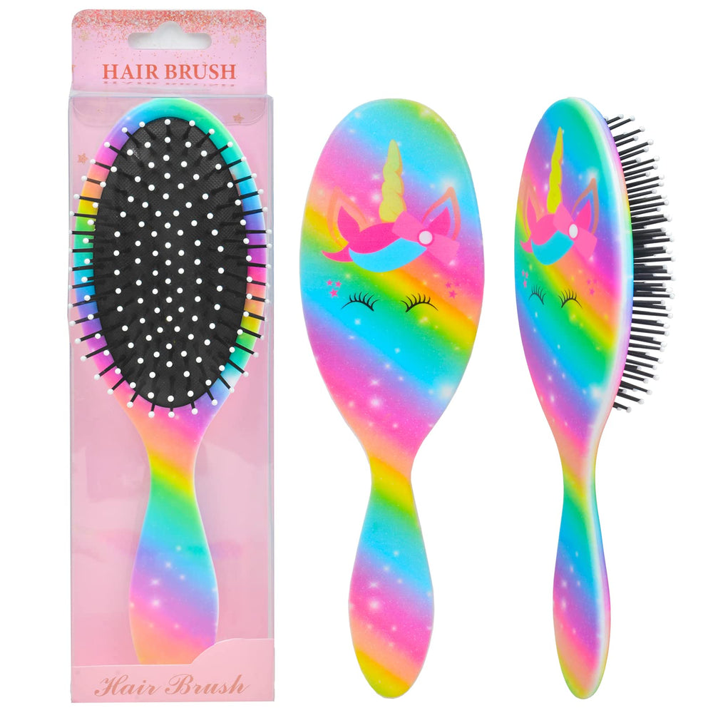 OlyPegic unicorn kids hair brush for gentle detangling.