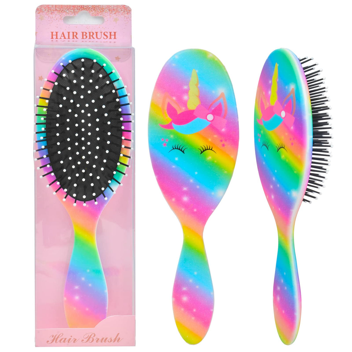 OlyPegic unicorn kids hair brush for gentle detangling.