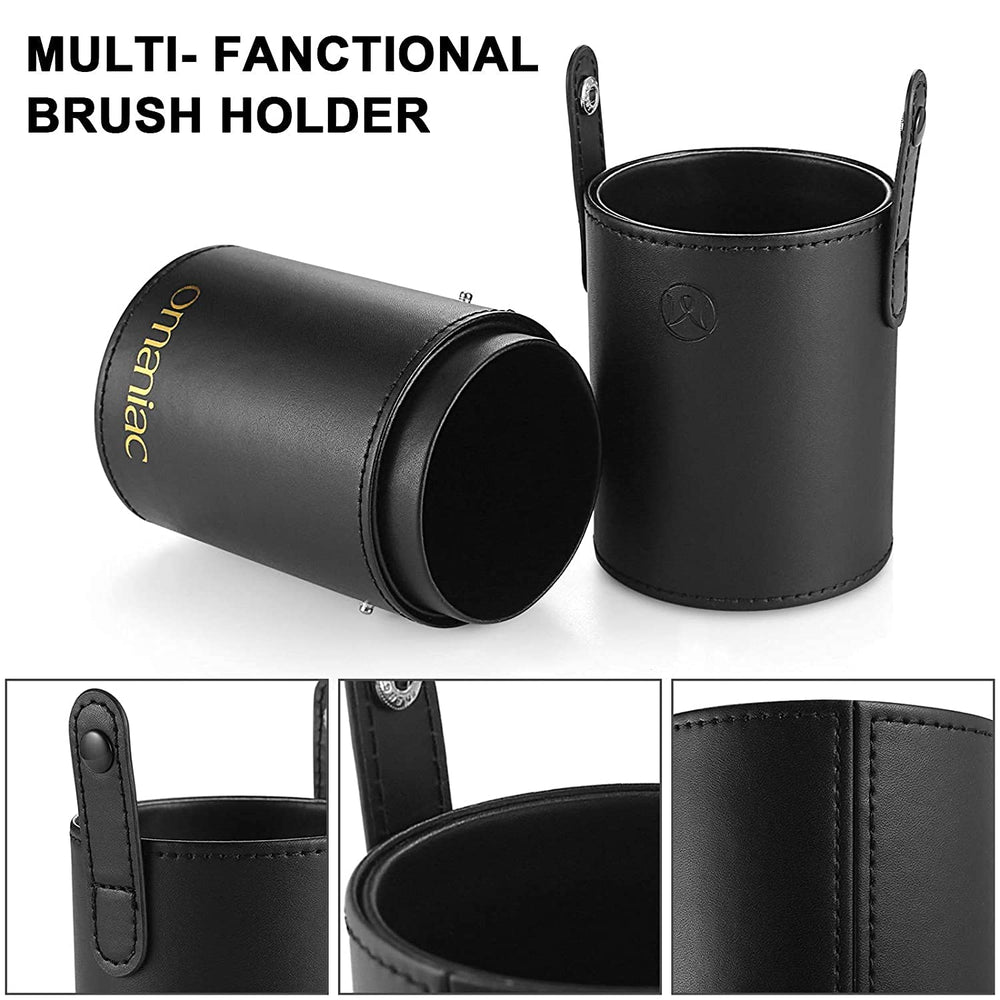 OMANIAC PU leather holder keeps brushes organized and protected.