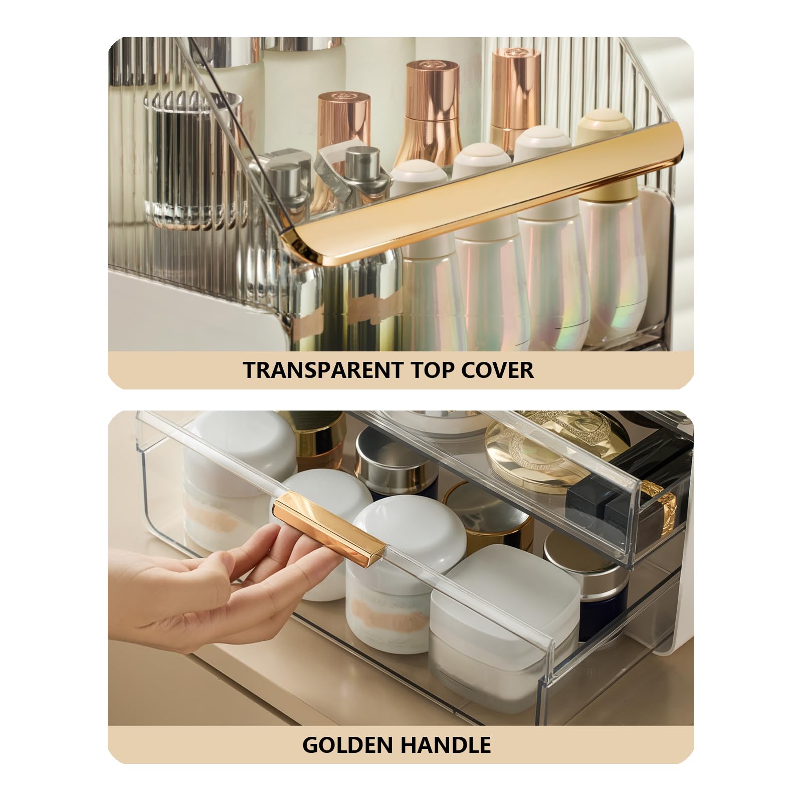 Omeily large makeup organizer open compartments for lipsticks and palettes