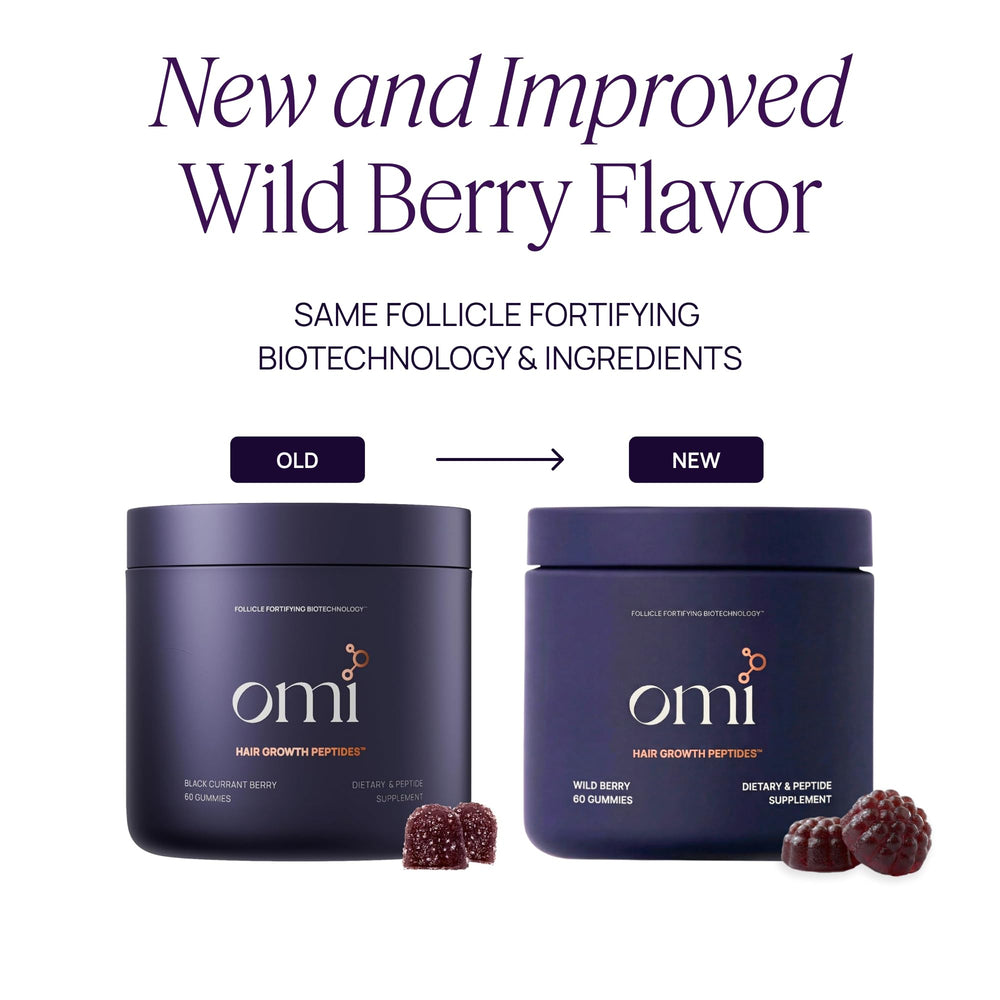 Close-up of Wild Berry gummies being poured from the bottle.